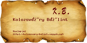 Kolozsváry Bálint névjegykártya