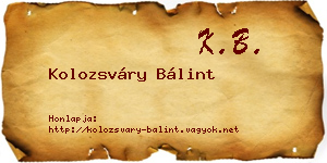 Kolozsváry Bálint névjegykártya
